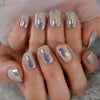 Chrome Fingernails Matte But Glossy Press On Nail Tips Fake Nails Short Oval Fingernails Mirror Manicure With Tabs