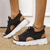 Large size sports sandals for women with thick soles, fly woven soft soles, casual flat bottomed hollowed out European and American beach sandals