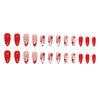 French Tip Press on Nails Medium Acrylic Nails with Flowers Design Almond Red cute animals Fake Nails Nude Nails for Women