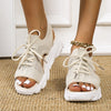 Large size sports sandals for women with thick soles, fly woven soft soles, casual flat bottomed hollowed out European and American beach sandals