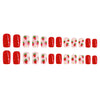 Press on Nails Medium Square RIICFDD Flower Fake Nails with Cute Strawberry and Floral Designs Nude Pink Full Cover False Nails Glue on Nails Summer French Nails