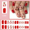Press on Nails Medium Square RIICFDD Flower Fake Nails with Cute Strawberry and Floral Designs Nude Pink Full Cover False Nails Glue on Nails Summer French Nails