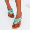 Vanccy New Fashion Bead Flower Round Toe Flip-flop Sandals