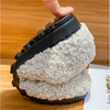 Furry Outer Wearing Flats Loafers Pearl Decor BacklessWild Fluffy Flat Mules Warm
