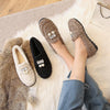 Furry Outer Wearing Flats Loafers Belt Bright diamond Bowknot BacklessWild Fluffy Flat Mules Warm