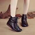 New autumn and winter first layer leather flat-bottom soft-soled booties