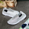 Flat Light Soft Sole Sports Shoes Mesh Woven Casual Flat Nurse Walking Sneakers Knit Slip on Loafer Shoes