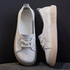 Sequins Star Design Casual Lace-Up Distressed White Sneakers