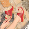 Vanccy - Large size women's retro Bohemian style hollow wedge flip-toe sandals