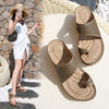 Vanccy - Large size women's retro Bohemian style hollow wedge flip-toe sandals