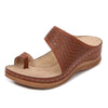 Vanccy - Large size women's retro Bohemian style hollow wedge flip-toe sandals