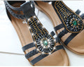 Vanccy Bohemian Vintage Beaded Rhinestone Roman Sandals