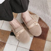 Furry Outer Wearing Flats Loafers Belt Buckle Decor BacklessWild Fluffy Flat Mules Warm