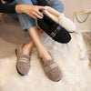Furry Outer Wearing Flats Loafers Belt Buckle Decor BacklessWild Fluffy Flat Mules Warm