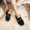 Furry Outer Wearing Flats Loafers Belt Buckle Decor BacklessWild Fluffy Flat Mules Warm