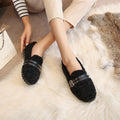 Furry Outer Wearing Flats Loafers Belt Buckle Decor Backless  Wild Fluffy Flat Mules Warm