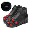 Women Genuine Leather Shoes Height Increasing Shoes Flats Ankle Boots