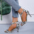 2022 new summer fashion stiletto fish sexy high heels women's plus size leopard print bag closed toe heel high heel sandals