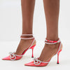 Glitter Rhinestones Women Pumps Crystal bowknot Satin Summer Lady Shoes Genuine leather High heels Party Prom Shoes