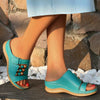 Wedge Heel Slip On Open Toe Mules Sandals