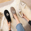Furry Outer Wearing Flats Loafers Belt Bright diamond Bowknot BacklessWild Fluffy Flat Mules Warm
