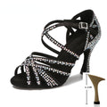 Rhinestone Dance Shoes Women Tango Salsa Latin Dance Shoes Ballroom Dance Heels Soft Sole Women Sandals Ladies Wedding Shoes