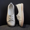 Sequins Star Design Casual Lace-Up Distressed White Sneakers