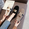 Furry Outer Wearing Flats Loafers Elk Decor BacklessWild Fluffy Flat Mules Warm