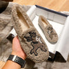 Furry Outer Wearing Flats Loafers Elk Decor BacklessWild Fluffy Flat Mules Warm