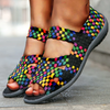 Elastic Belt Casual Women Shoes Comfortable Non-Slip Adjustable Breathable Walking Lightweight Working Nurse Woven Shoes