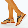 Vanccy Women Bohemia Ethnic Flower Elastic Band Slip On Wedges Sandals