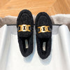 Furry Outer Wearing Flats Loafers Elk Decor BacklessWild Fluffy Flat Mules Warm