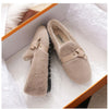 Furry Outer Wearing Flats Loafers Belt Buckle Decor BacklessWild Fluffy Flat Mules Warm