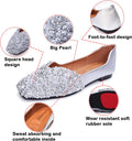 vanccy Women's Rhinestone Flats Fashion Sequin Wedding Shoes