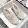 Furry Outer Wearing Flats Loafers Pearl Decor BacklessWild Fluffy Flat Mules Warm