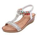 Summer sandals for women with high heels wedges heels silver shoes