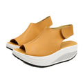 Women Sandals Platform Wedges Sandals Leather Swing Peep Toe Casual Shoes Women Walk Shoes