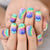 Colorful Rainbow Fingernails Uv Gel Manicure Press On Nials Uv Gel Dingernai Multi Color Salons At Home Full Cover With Tabs