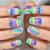 Colorful Rainbow Fingernails Uv Gel Manicure Press On Nials Uv Gel Dingernai Multi Color Salons At Home Full Cover With Tabs