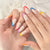 Colorful Rainbow Fingernails Uv Gel Manicure Press On Nials Uv Gel Dingernai Multi Color Salons At Home Full Cover With Tabs