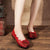 Handmade Rose Flats Shoes For Women Vintage Thick Sole Loafer