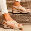 Vanccy New Ladies Sewing Wedges Female Casual Pu Leather Sandal