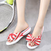 Women's Memory Foam Open Toe Slide Slippers with Cute Bowknot, Ladies' Slip on House Shoes Spa Slippers with Indoor Outdoor Anti-Skid Rubber Sole