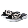 Women's Memory Foam Open Toe Slide Slippers with Cute Bowknot, Ladies' Slip on House Shoes Spa Slippers with Indoor Outdoor Anti-Skid Rubber Sole