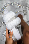 Luxury Designer Women Fur Rhinestone Slippers Platform Wedges Heel Solid Fluffy Furry Slides Outside Sexy Shoes Ladies