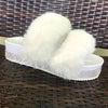 Luxury Designer Women Fur Rhinestone Slippers Platform Wedges Heel Solid Fluffy Furry Slides Outside Sexy Shoes Ladies