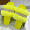 Luxury Designer Women Fur Rhinestone Slippers Platform Wedges Heel Solid Fluffy Furry Slides Outside Sexy Shoes Ladies