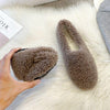 Furry Outer Wearing Flats Loafers Belt Buckle Decor BacklessWild Fluffy Flat Mules Warm