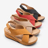 Vanccy New Ladies Sewing Wedges Female Casual Pu Leather Sandal