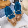 Furry Outer Wearing slippers for women Muller slippers Wild Fluffy Flat Mules Warm